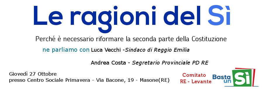 Scopri di più sull'articolo Le ragioni del Sì – incontro con Sindaco e Segretario Provinciale