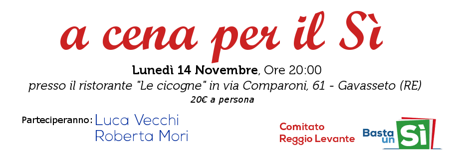 Scopri di più sull'articolo A cena per il Sì – 14/11/2016